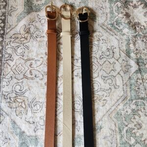 Amazon Black, Tan, and Cream Leather Belts with Metal Buckles